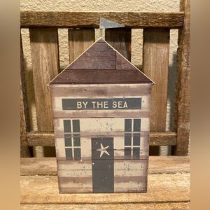 By The Sea Wood Sign, Beach House Decor For Tier Trays, Beach Tabletop Sign
